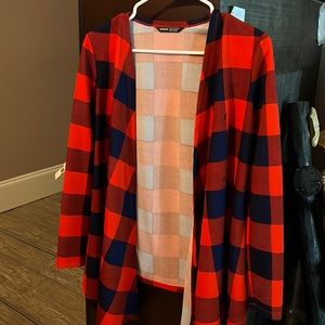 Plaid open front coat